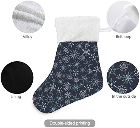 Алаза Божиќни чорапи Божиќни зимски снежни снегулки Класични персонализирани мали декорации за порибување за семејни сезонски празници за забави