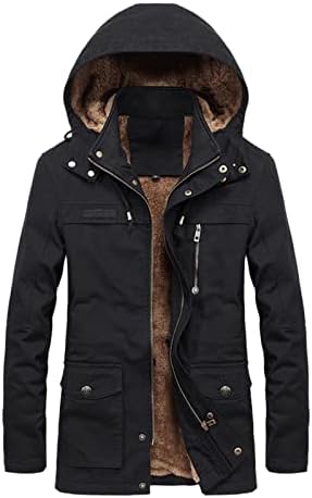 Xxbr Зимски палто за мажи, плус кадифено задебелно руно на отворено ветровозоир воени топло топло јакни со аспиратор, лесна јакна, предна