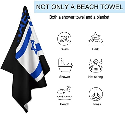 Знаме На Израел Пешкир За Плажа Преголем Лесен Базен Ќебе За Патување Брзо Сушење За Мажи Жени