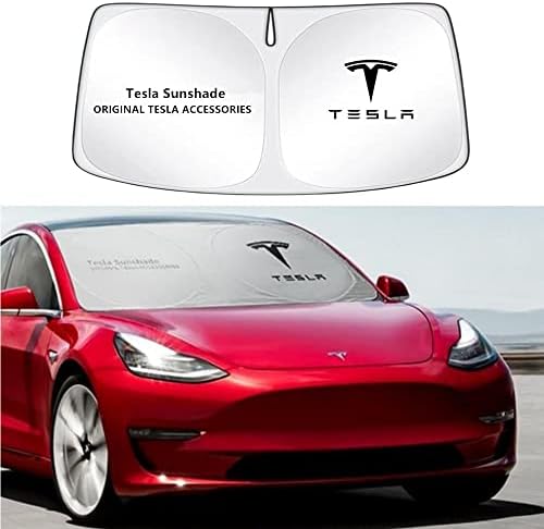 Whindshield Sunshade Double Layer UV и заштита на топлина за Tesla Model 3/y, надградена предната сенка на Tesla предниот прозорец,