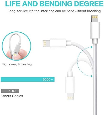 Moallia Iphone Полнач [Apple MFi Сертифициран] Молња Кабел 2PACK 6FEETS USB Кабел ЗА Полнење Кабел За Синхронизација На Податоци Со Голема Брзина