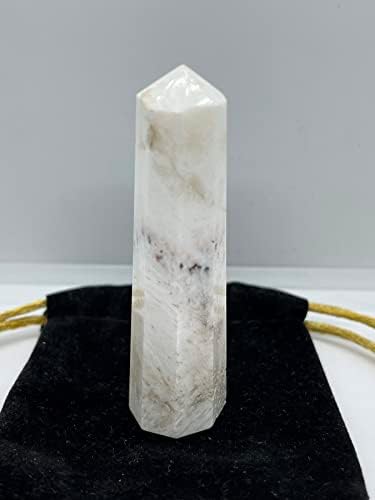 Продажба на велници од 3 инчи скапоцени камења Сколецит Обелиск кула umамбо аспект Аура карпа кристал природен полиран полиран