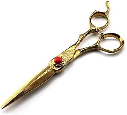 Ножици за сечење на косата, 6 инчи професионални во резолуција на злато дамаск ножици за сечење на косата за слабеење берберски алатки