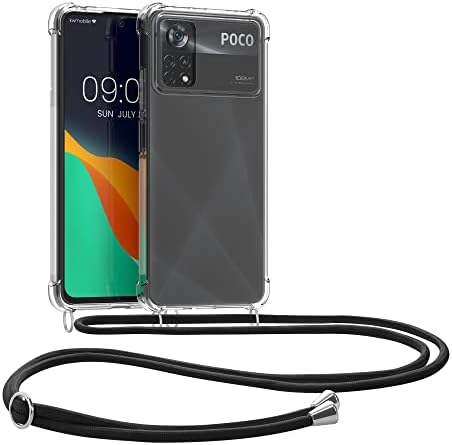 CWMobile Crossbody Case компатибилен со Xiaomi POCO X4 Pro 5G Case - Clear TPU телефонски покритие w/лента за кабел за ландери - црна/транспарентна