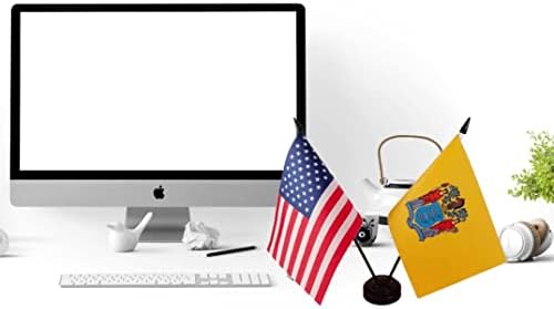 Зигверт Америка &засилувач; Њу Џерси Близнак Биро Знаме, Сад Њу Џерси Маса Знамиња, 8 х 5 Инчи Американски &засилувач; Њу Џерси Делукс Биро