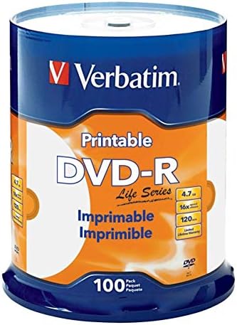 Вербатим® Живот Серија ДВД-Р Печатење Диск Вретено, Пакет од 100