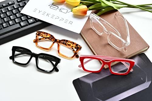 Очикепер 4 пакувања дами за читање очила - преголеми очни очила за читање на квадратни дизајн за жени