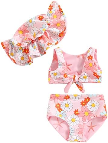 Детско новороденче девојче за капење цвеќиња цветни двострани костуми за капење бикини поставува облека за капење 2 парчиња летна облека