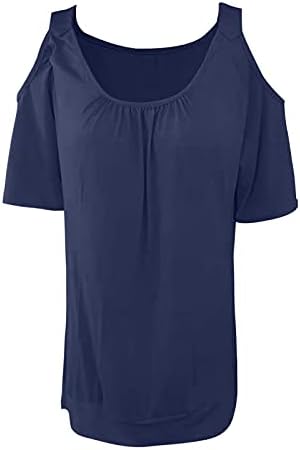 Зефотим од врвовите на рамото за жени, летни маички корсет цврста боја О-вратот ладна рамо за блузичка кошула блузи