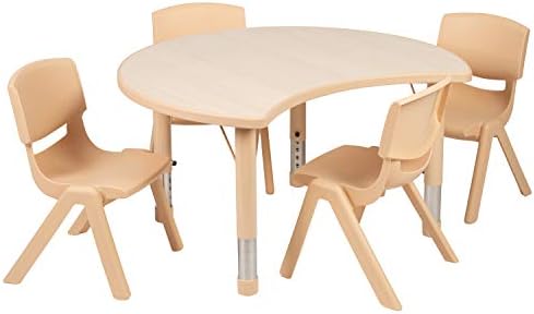 Флеш Мебел Еми 33 Тркалезна Сина Пластична Маса За Прилагодување На Висината Со 4 Столици