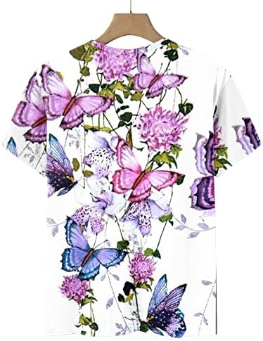 Тинејџерски девојки Обични кошули со кратки ракави блузи маички со екипаж графички опуштени летни есенски кошули 2023 година