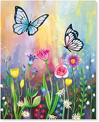 Водисон боја по број за возрасни деца, пролетно лето Шарена цветна пеперутка DIY комплети за сликање за почетници, 16 x20 платно со
