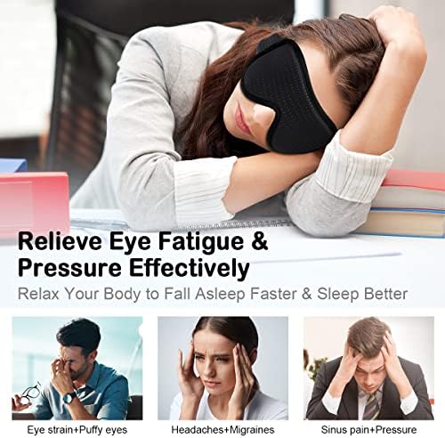 Маска за спиење за мажи жени, блокирање на светло спиење, нула притисок на очите и прилагодливи капаци на очите со велкро, 3Д