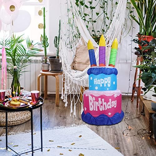 Vigdur надувување - дворска декорација Среќна роденденска торта со свеќи осветлена забава за забави за украси за домашна прослава во затворен