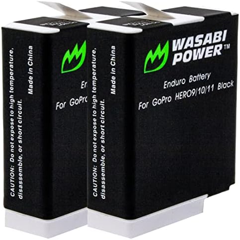 Wasabi Power GoPro Enduro Замена на батеријата за GoPro Hero11, Hero10, Hero9. и троен USB полнач