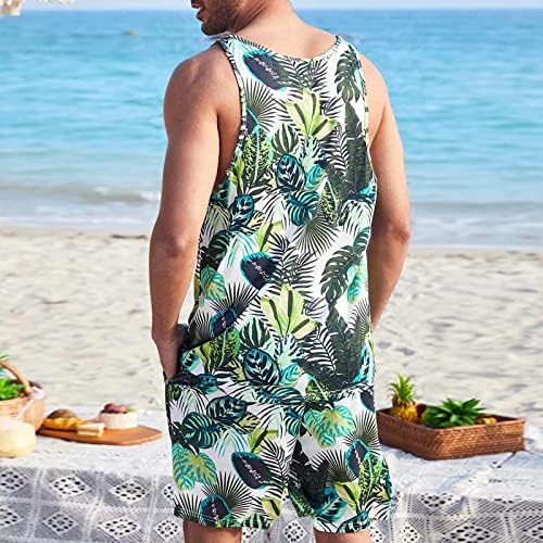 Мажите одговараат на мажите летни обични цветни резервоари на врвови со кратки костуми Тропска облека за плажа Краток сет моден сет