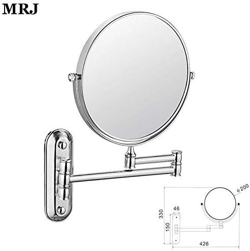 Lianxiao-6-инчен зголемен wallиден монтиран огледало за шминка со 3x зголемување + нормално двострано огледало за вртење
