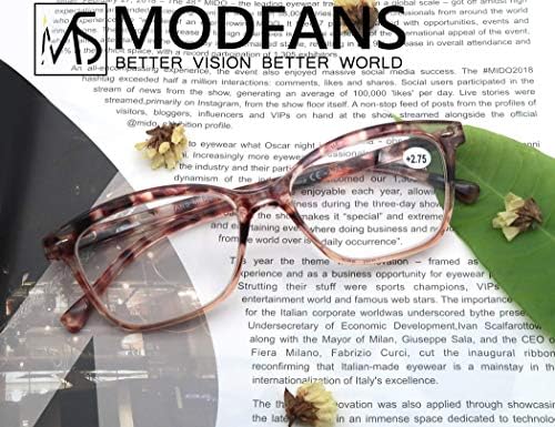 Modfans жени за читање очила 1,5 4 пар Стилски дами читатели со удобна пролетна шарка за дизајн на шарки вклучена вклучена торбичка