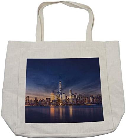 Торба за купување на градот Амбесон, lineујорк Скајлин Менхетен по зајдисонцето Метрополис во центарот на градот Урбан Панорама САД, еколошка