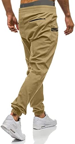Pantsиерри за машки модни џогери Панталони - Обични памучни памучни панталони со панталони со џемпери со џебови со џебови