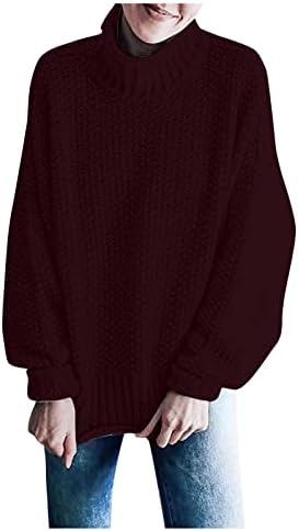 Twgone џемпери за жени urtирнкек обичен долги ракави со лежечки плетени туники џемпери врвови на врвови на врвови