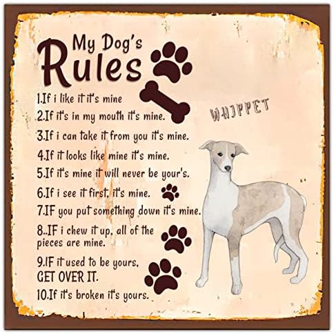 Алиојоит Смешно Метално Куче Потпишете Ги Правилата На Моето Куче Антички Симпатичен Знак За Кученце Куче Со Саркастичен Цитат За Кучиња За