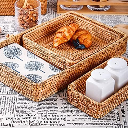 TJLSS рачна ткаена ратанска чаршав за складирање корпа за складирање плетени корпи пикник леб овошје појадок дисплеј кутија