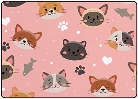 Tsingza Soft килим со големи површини, симпатични миленичиња мачки удобно затворено тепих, бебе игра душек за дневна соба спална соба расадник