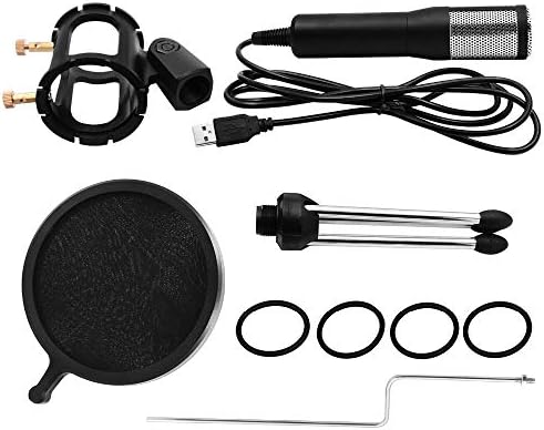 XDCHLK Професионален кондензатор за микрофон за компјутерски лаптоп компјутер USB Plug Stand Studio Podcasting Shorking Mic