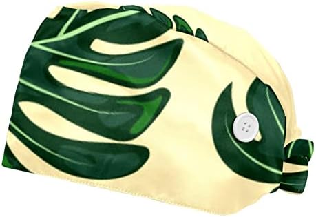 Deyya 2 пакувања Работно капаче со копче и џемпери за жени со долга коса прилагодлива вратоврска за вратоврска тропско овошје