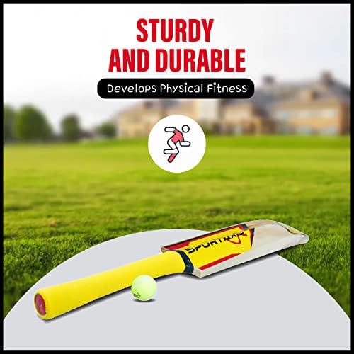 Sportaxis- Дрвениот крикет- содржи лилјак, 2 лесни тениски топки, 3 трупци, 2 каули и стилски носач- совршена за крикет на плажа и двор за