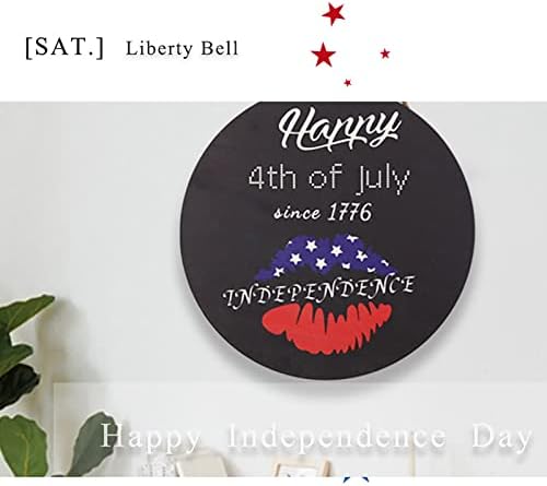 4 -ти јули Патриотски знак Денот на независноста Декорации Дрвен знак за виси за влезната врата Американа Меморијална тремот wallиден