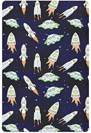 Плејард лист, слатка вселенска ракета за креветчиња за стандардни душеци за креветчиња и мали деца, 28x52 инчи 20425628