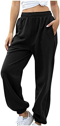 Women'sенски дно џемпери џогери панталони тренингот со високи половини со јога панталони со џебни жени плус големина обични панталони