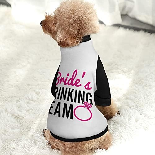 Смешноста на невестата екипа за пиење, печати џемпер за домашно милениче со џемпери за пулвер за кучиња мачка со дизајн