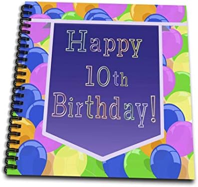 3Drose DB_173079_2 Балони со виолетова банер Среќна 10 -та книга за меморија за роденден, 12 од 12 “