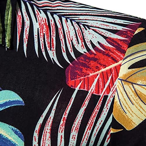 Менс хавајски кошули пролет и лето цветни шарени печатени обични лап -плажа на отворено одмор кратки кошули со ракави Хенли црна