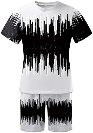 Mens Sport Set Обично лето - Облека со 2 парчиња постави кратки ракави маички шорцеви облека стилски сет
