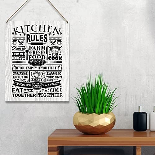 Смешна кујна цитат Дрво плакета знак wallид што виси, рустикална кујна правила знак за подароци за украси за домови