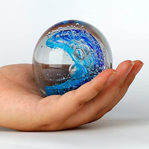 Колекција на стаклени стаклени стаклени фигурини стаклена топка океански бранови за домашен декор