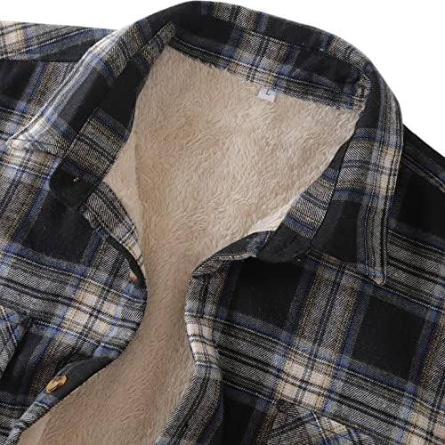 Вуаи-Мен зимско топло шерпа руно наредени јакни со кошула задебелување на копчето надолу термички биволи карирани фланели шари за надворешна
