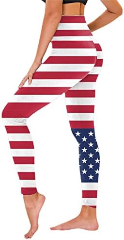4 -ти јули Беспрекорни хеланки за жени што креваат американско знаме за истегнување мека мека атлетска јога панталони