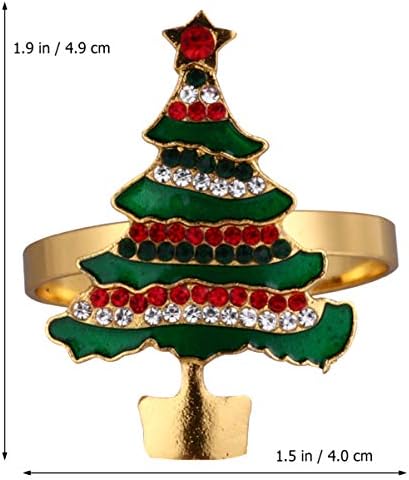 Абоофан новогодишна салфетка прстен метални Божиќни салфетки прстенери Божиќни салфетки за Божиќна нова година свадбени приеми
