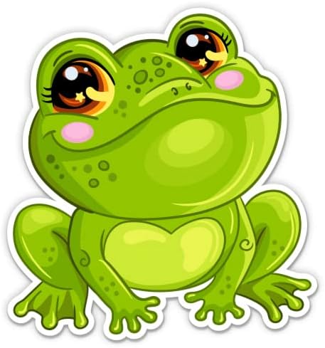 Симпатична жаба со цртан филм - налепница од 8 винил - за лаптоп за автомобили I -рампа - водоотпорна декларација