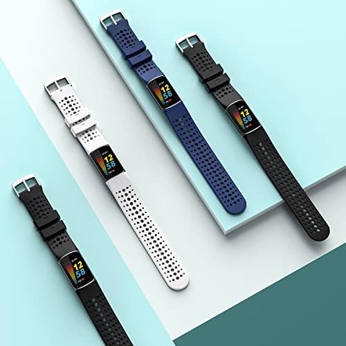 honecumi Компатибилен Со Fitbit Полнење 5 Smartwatch Bands За Мажи Жени, Дизајниран Со Двојна Боја/ Случај - Силиконски Спортски Бенд