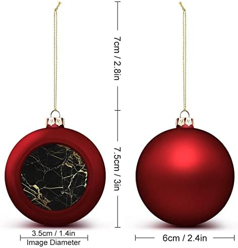 Златна и црна мермерна текстура Божиќна топка распрскувана висечка украси за украси за забави од камин од дрво 4 парчиња 4 парчиња