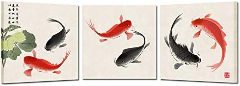 Kreative Arts Среќна риба 3 парче giclee платно отпечатоци wallидни животни слики традиционални кинески слики за кујна кујна кујна дома