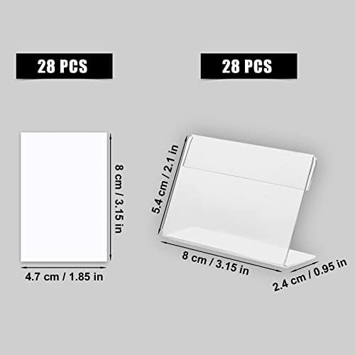 28PCS 80x50mm мини чист акрилен знак дисплеј, мини-акрилен знак во форма на L, со празни етикети, сопственици на броеви за свадби
