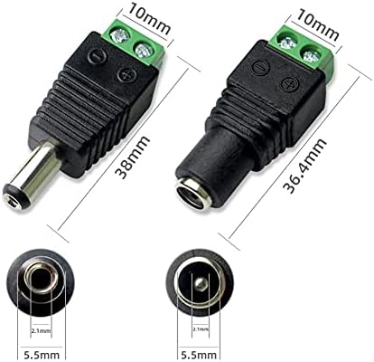 5PCS 12V DC Power Connector Heal+Femaleенски 2,1x5.5 mm приклучок за приклучок за приклучок за приклучок за CCTV LED лента за ленти