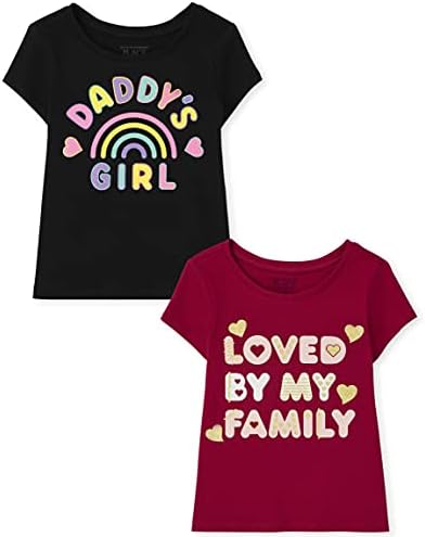 Детско место бебе девојчиња и девојки за деца со кратки ракави графички маички 2-пакет